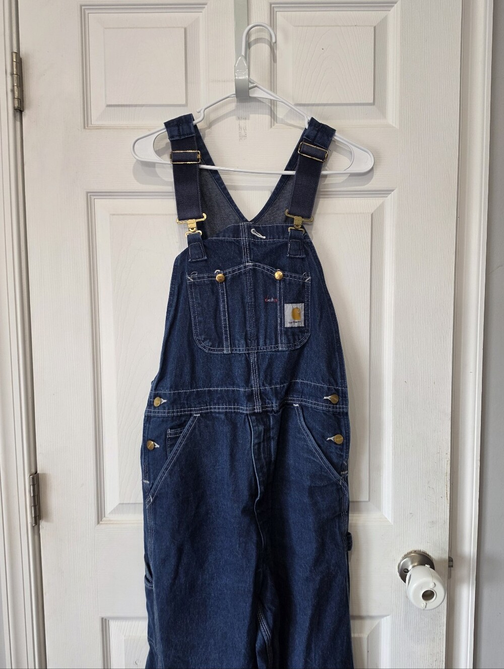 Vintage Carhartt Denim Overalls Dark Wash Men’s Size 32x32 Utility Bib - Picture 4 of 16